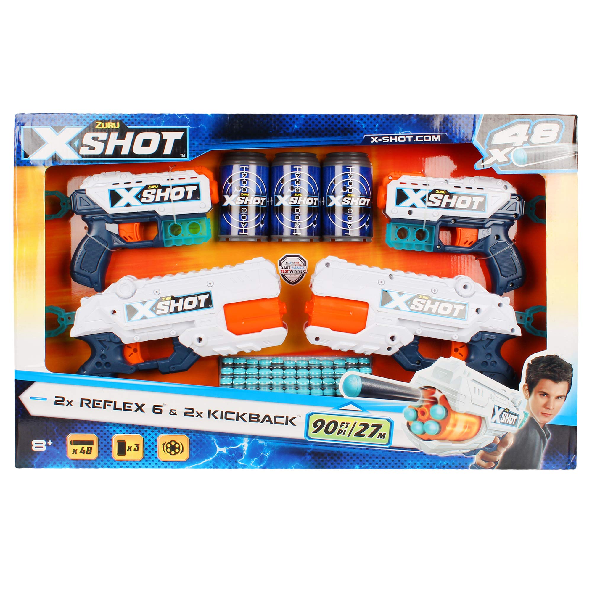 X-Shot Excel Double Kickback Double Reflex 6 Foam Dart Blaster